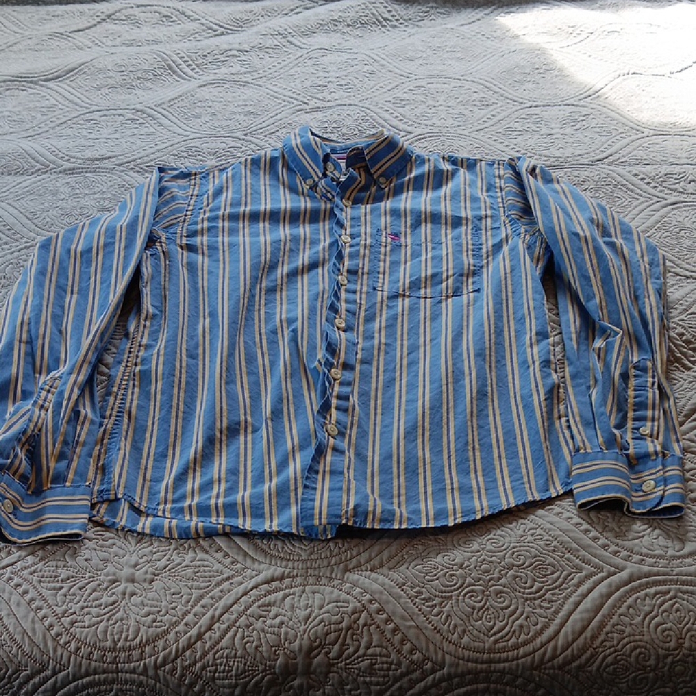 Abercrombie & Fitch‎ Men's Blue Striped Shirt Medium